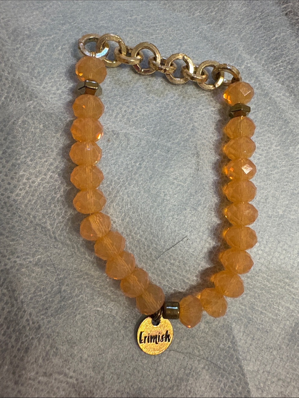 Erimish Gold-Accent Orange Faceted Bead Bracelet